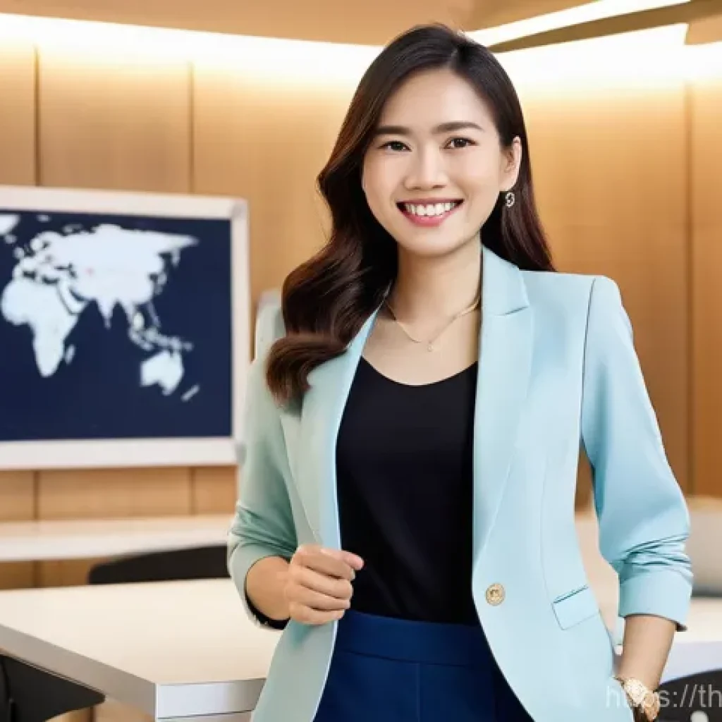 번역사 자격증을 통한 커리어 확장 - **Prompt:** A confident Thai female professional translator, in her early 30s, stands in a brightly ...
