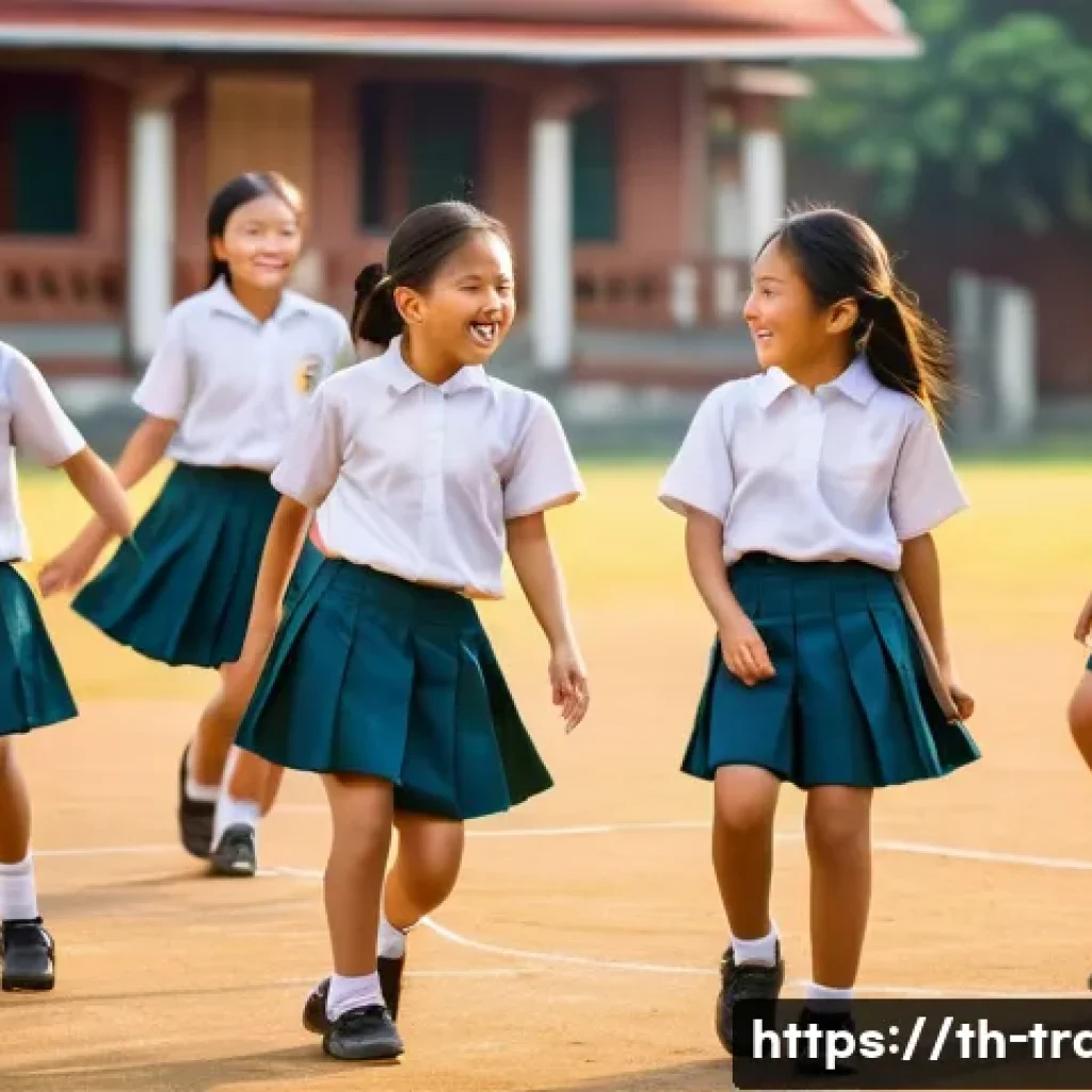 번역사 자격증으로 도전할 수 있는 직업 - **A group of young Thai girls, between 8 and 10 years old, playing Takraw (a traditional Thai sport ...