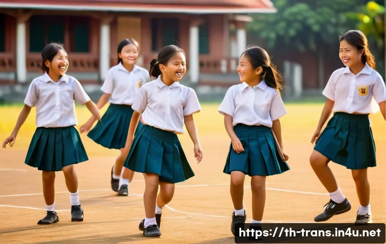 번역사 자격증으로 도전할 수 있는 직업 - **A group of young Thai girls, between 8 and 10 years old, playing Takraw (a traditional Thai sport ...